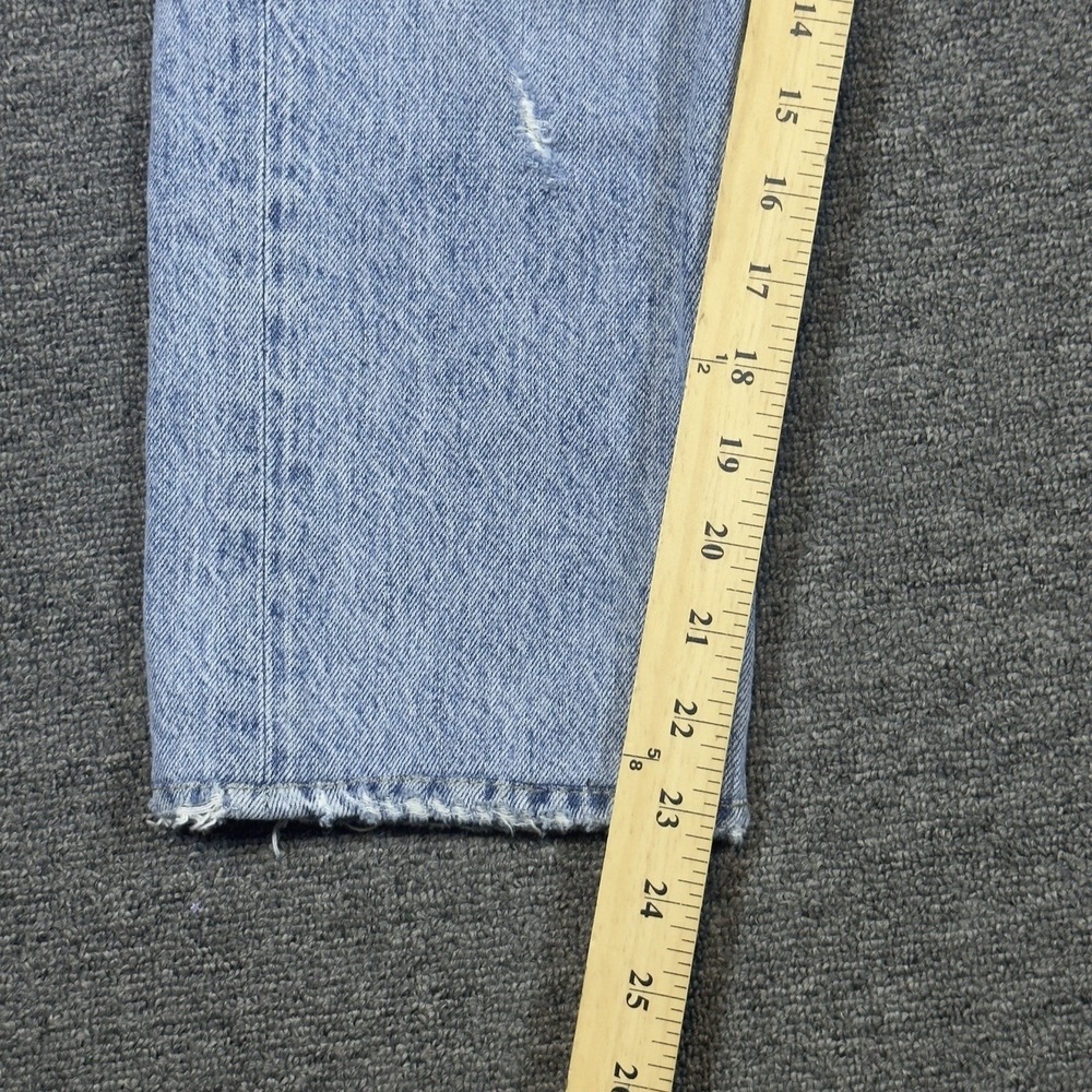 Agolde Riley Jeans Size 28 Light Denim Distressed Cropped High Rise Button Fly - Picture 12 of 15